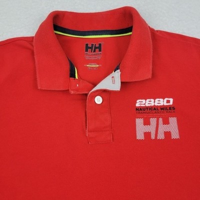 Helly Hansen HP Club Rugger Polo Mens Small S Red Long Sleeve Cotton Shirt