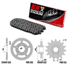 GILERA RC TOP RALLY 125 1987-1989 catena corona pignone kit 520 PBR EK 439