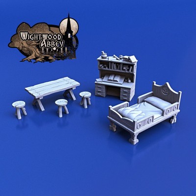 Medieval Bedroom Furnishings 28mm 32mm Wightwood Abbey Wargaming Tabletop Scatte