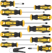 Amartisan 10-Piece Magnetic Screwdrivers Set, 5 Phillips & Slotted, Yellow 