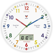 Digital and Analog Learning Clock for Kids - Telling Time Teaching Clock 12 Inch