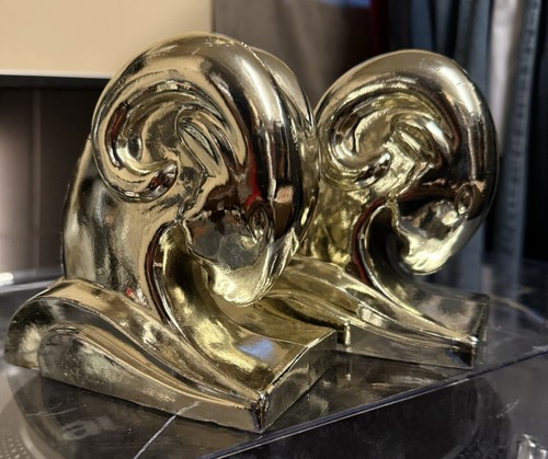 Art Deco 1930s Ram Bookends WOW! Cornell Foundry NY - Picture 12 of 20