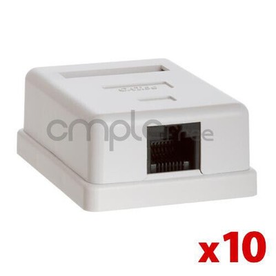 Single Hole Surface Mount Box Keystone Jack Cat5 Cat5e 1 Port Lot of 10 NEW