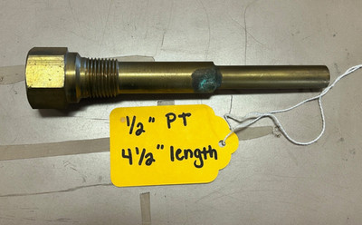 Brass Thermowell 1/2'' pipe thread 4-1/2'' stem