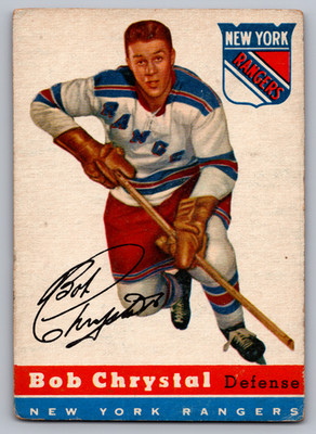 1954-55 TOPPS #2 BOB CHRYSTAL NEW YORK RANGERS ROOKIE