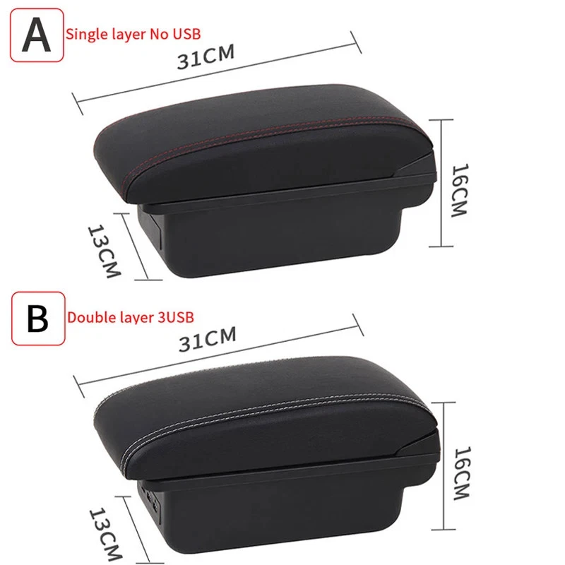 For KIA Rio 3 Armrest Box KIA K2 X-line Rio 3 2011-2016 Car Armrest Storage Box Foto 3 de 4