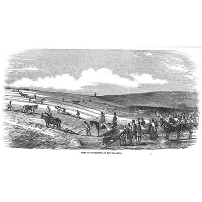 LEWES Farm Implements Trial at the Wallands - Antique Print 1852