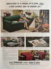 1950 Simmons Hide A Bed Sofa Sleeper Dream On Double Model Shown VTG Print Ad