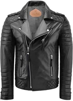 Herren Biker Lederjacke Schwarz Bomber Motorrad Real Mens Genuine Vintage #01