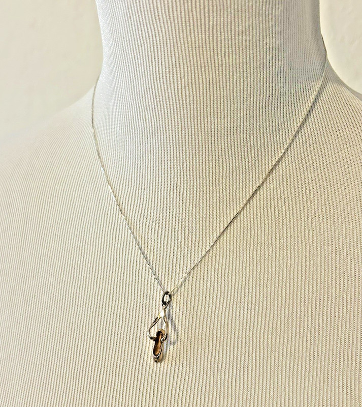 Vtg Sterling Silver Ballet Slipper Pointe Ballerina Shoe Charm Pendant Necklace