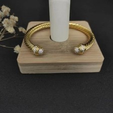 David Yurman 18K Yellow Gold 7mm Cable Bracelet with Diamonds