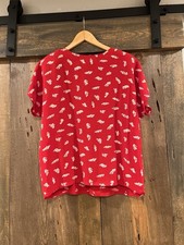 Vintage Gianni Sport Red Abstract Print Blouse | Made in USA | Size Small