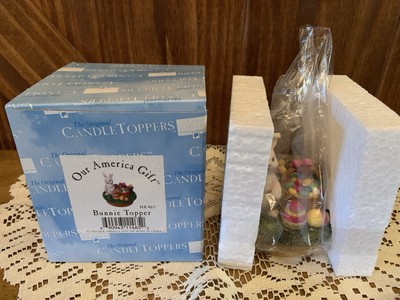 NIB Bunnie Bunny Topper Our America Yankee Candle Easter Eggs Flowers Basket VTG
