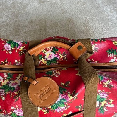 【美品】KENZO 2way Boston bag Kenzo Paris Large Boston Bag Pvc X Genuine Leather Floral Pattern