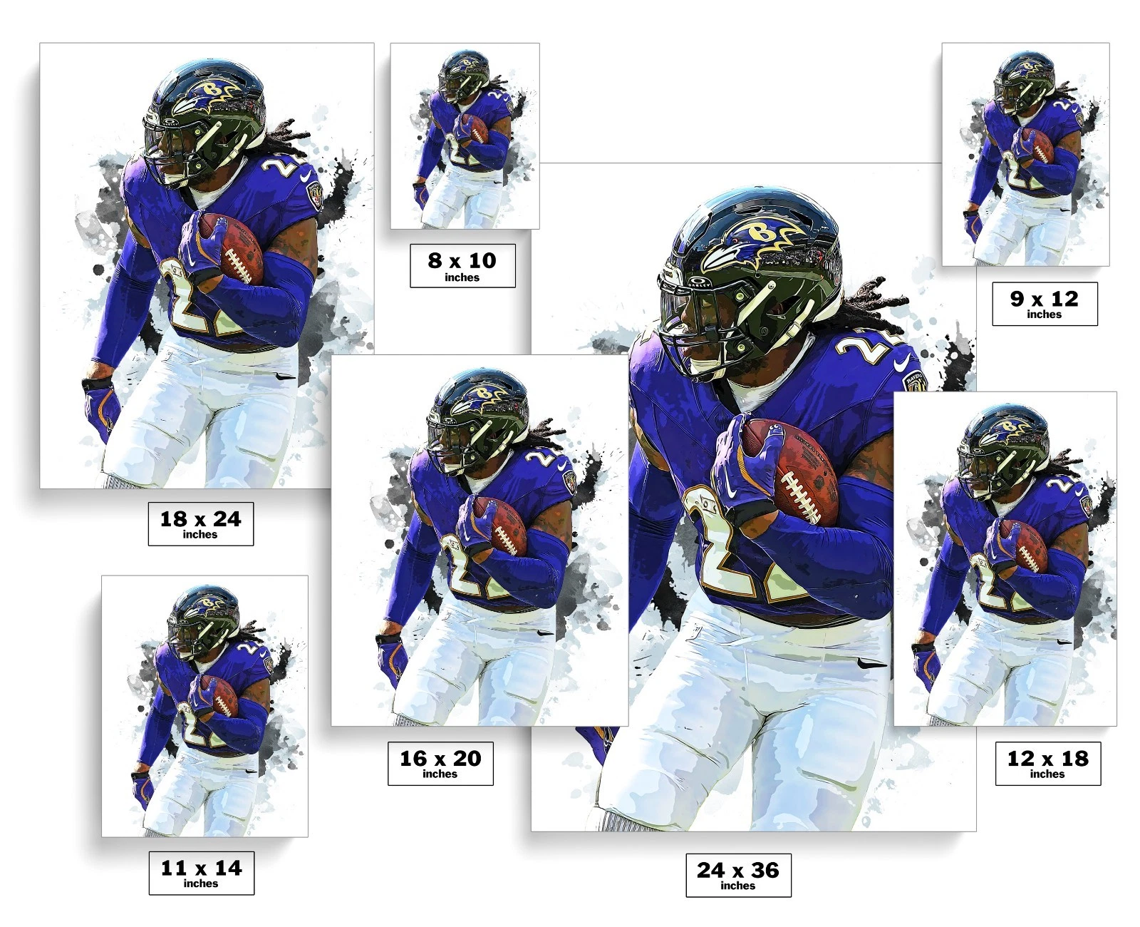 Derrick Henry Baltimore Ravens Vertical Poster - Sports Print for Man Cave