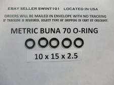 10mm ID x 15mm OD x 2.5mm thick O-ring.  Buna-70.   Quan 5.