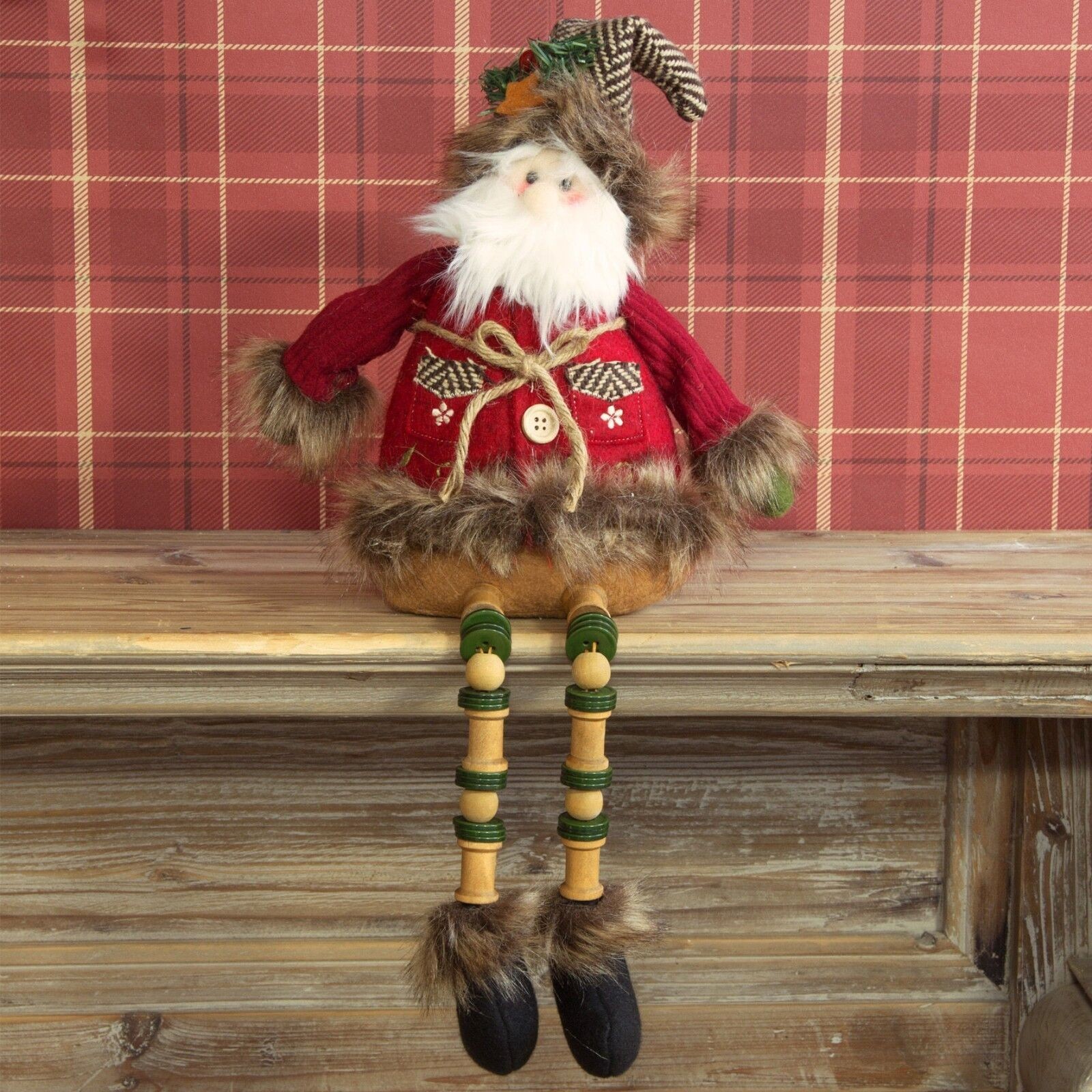 Sitting Santa Fabric Xmas Christmas Ornament