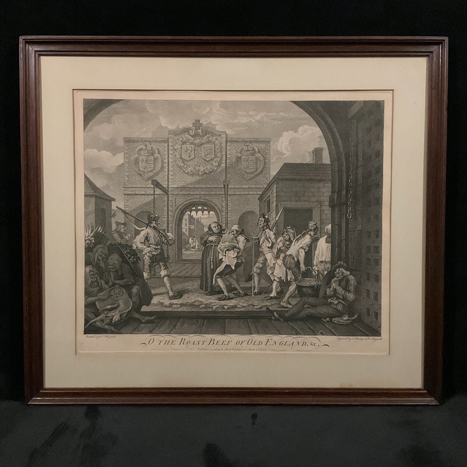 Antique 18th C. Engraving "O the Roast Beef of Old England", By William