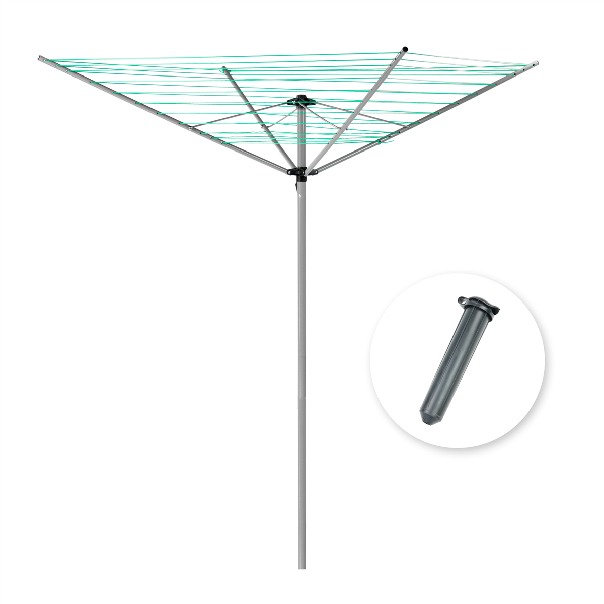ARM ROTARY WASHING LINE 50M DRYING AREA GARDEN CLOTHES AIRER OUTDOOR  FOLDABLE