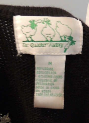 Quacker Factory Christmas Snowman Sweater Vest Womens Sz Med Black House Trees - Picture 11 of 13