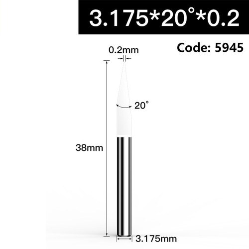 1/8" Shank 0.1-0.5mm Solid Carbide Engraving Bit CNC Router Tool 20°-90° V-shape - Picture 13 of 34