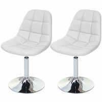 2Er-Set Esszimmerstuhl MCW-A60, Stuhl Drehstuhl, Chrom, Kunstleder Weiß