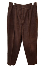 VTG 90s Lands End Brown Corduroy Pants 30 x 29 High Waist Baggy Tapered Size 12