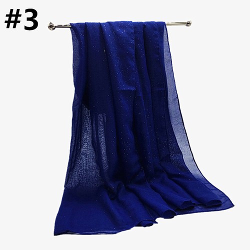 Women Glitter Hijab Plain Color Scarf Shawls Muslim Shining Headscarves Wraps - Picture 17 of 44
