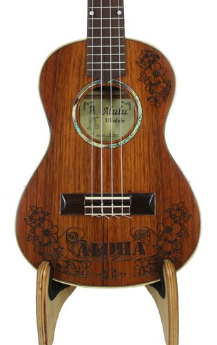 Alulu Solid Mahogany Tenor Ukulele Bikini Girl Hard Case HU1373-HU1377 - Picture 8 of 17