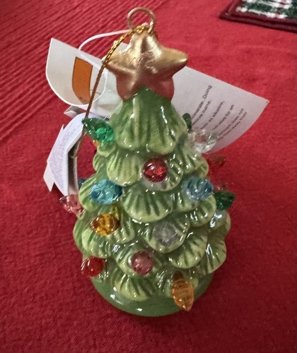 Retro Ceramic Green Christmas Tree Indoor Light-up Ornament Holiday Decoration - Foto 7 di 12