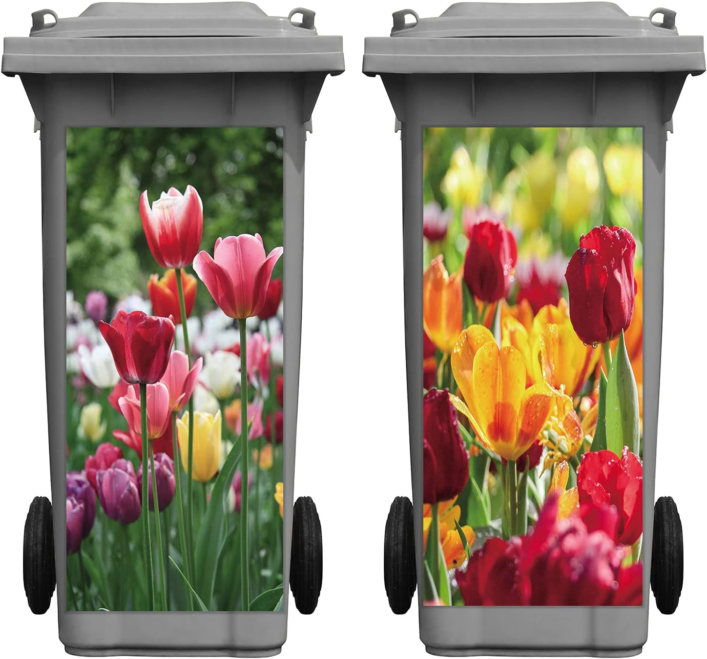 2 Pieces Tulip Wheelie Bin Stickers Self-Adhesive Wheelie Dustbin Tulip Covers