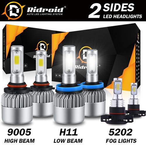 For Chevy Silverado 1500 2500 2007-2015 - 6000K LED Headlights +Fog Bulbs Kit - Picture 1 of 12