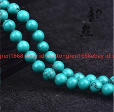 Natural Pretty 4/6/8/10/12mm Blue Turquoise Gems Round Loose Beads 15" Strand