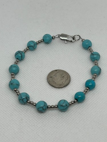 Turquoise and hypoallergenic stainless steel bracelet. EP161 FREE SHIPPING IN TH