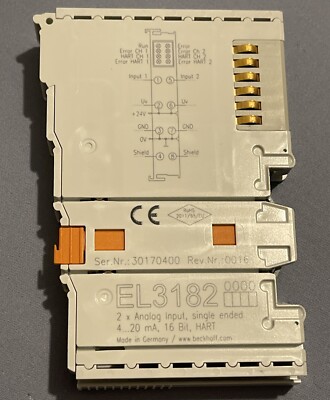 Beckhoff EL3182 EtherCAT 4-20mA 16Bit HART (NEW NO BOX)