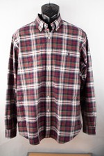 Ralph Lauren Classic Fit Men's Large Button Shirt Red White Plaid Long Sleeve
