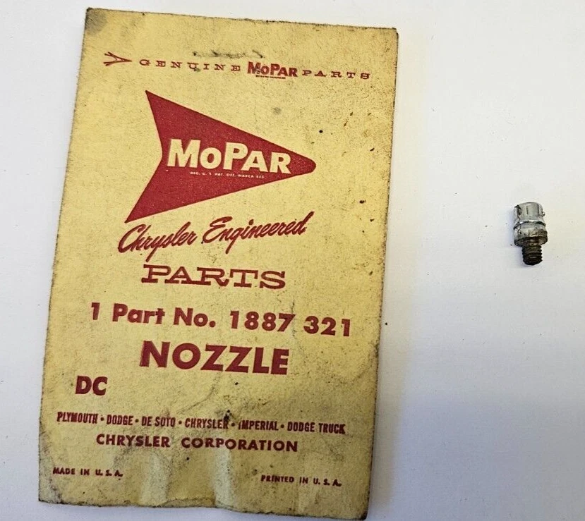 Boquilla de lavado de parabrisas Plymouth Dodge Desoto Chrysler 1959-1963 1887321 nuevo en stock Foto 3 de 4