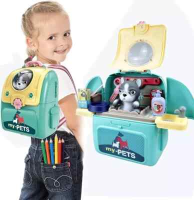 Haustier Space Bag Spielhaus Set, Kreativität entfesseln mit Hund, für Kinder, blau rosa