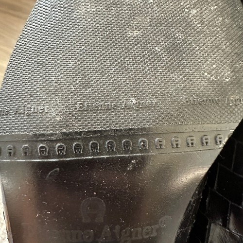 Scarpe vintage Etienne Aigner Caino finto rettile punta quadrata pelle slingback taglia 6 - Foto 11 di 13