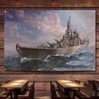 USS Iowa (BB-61) Battleship Prints Artwork Flag Warship Military Poster For Wall