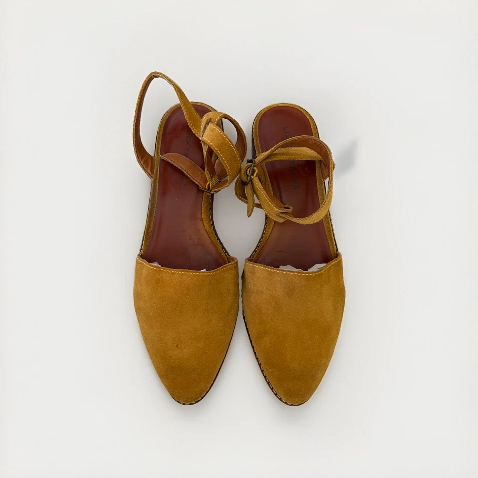 Lucky Brand Golden Mustard Womens Ankle Slingback Mule Style Shoes Size 9.5M - Imagem 2 de 4