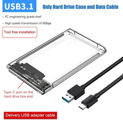 USB Type C HDD Enclosure SATA SSD Hard Drive Case For Solid State Or Mechanical - Photo 17/25