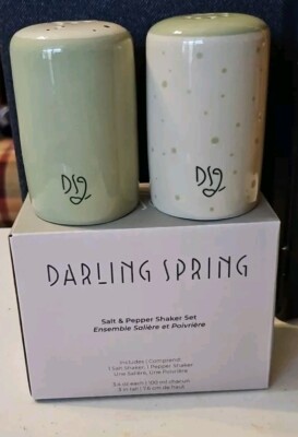 NIB Darling Spring Salt & Pepper Shaker Set - Sage Green Color ...