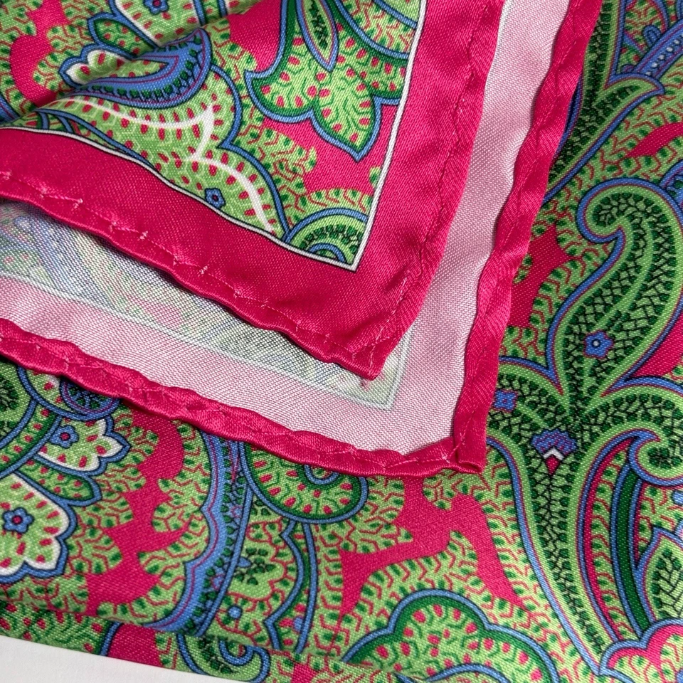 Hot Pink & Green Paisley Pocket Square (Small 9") - Image 4 of 4