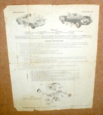 Strombecker Porsche RS61 Lotus MK XIX Slot Car PHOTO COPY Assembly Info Sheet