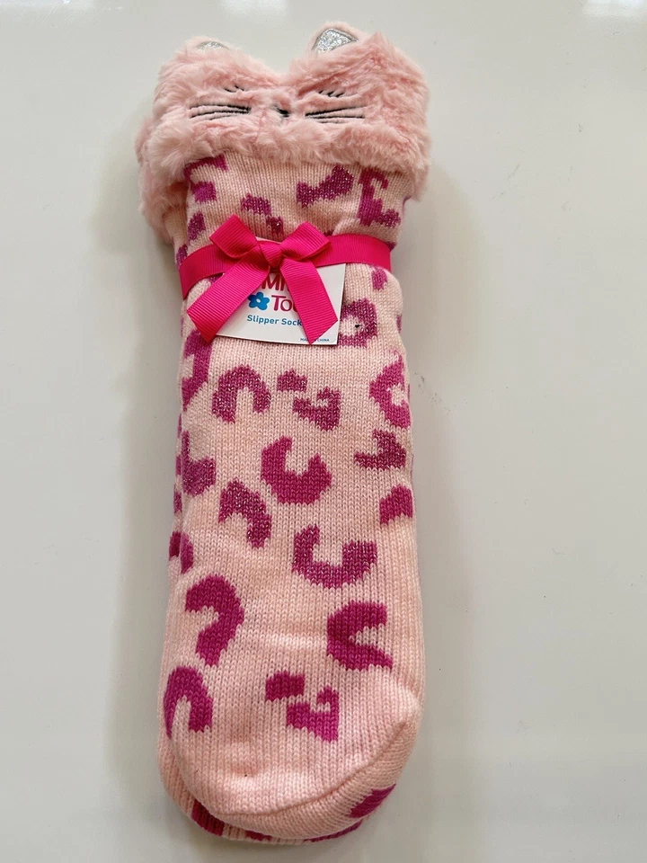 LIMITED TOO Niñas Zapatilla Calcetines Rosa Acrílico Vellón Forrado Gato Brillo Talla Única Foto 4 de 4