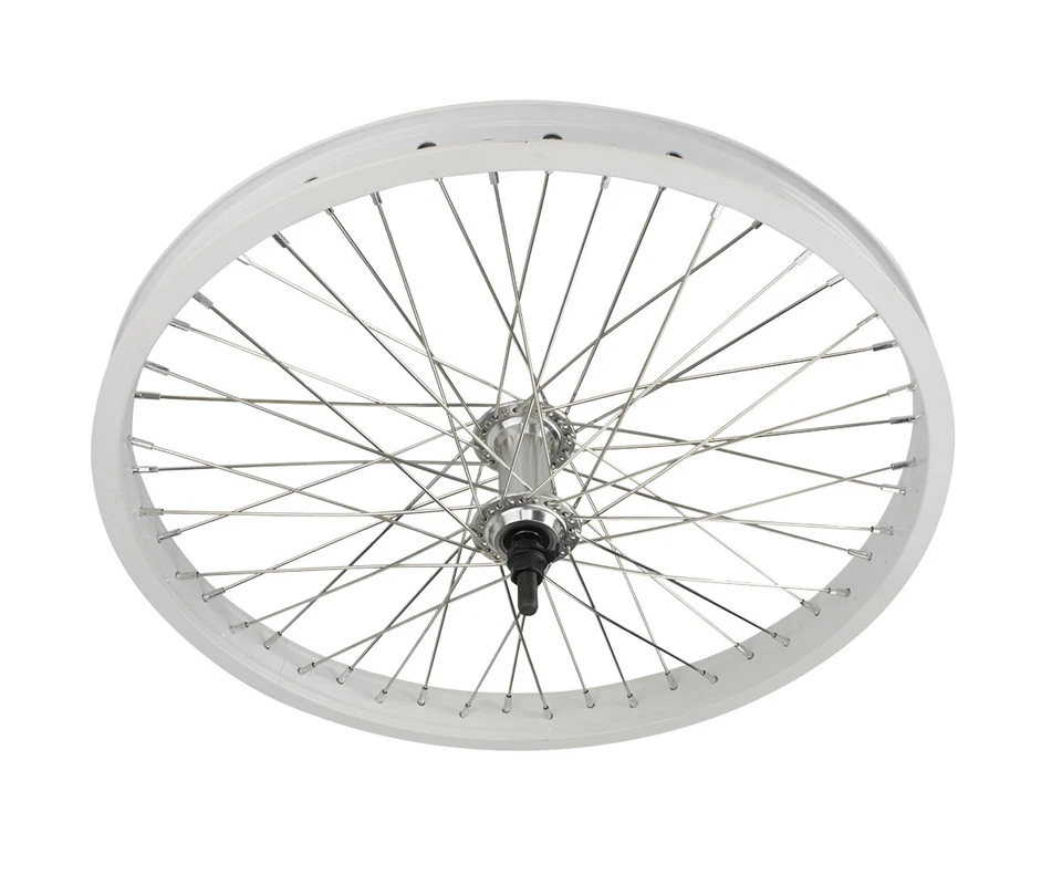 20"x2.125 BMX BICICLETA ALEACIÓN Delantera O 9T Rueda Trasera 48 Radios Cojinete Sellado Blanco Foto 2 de 3