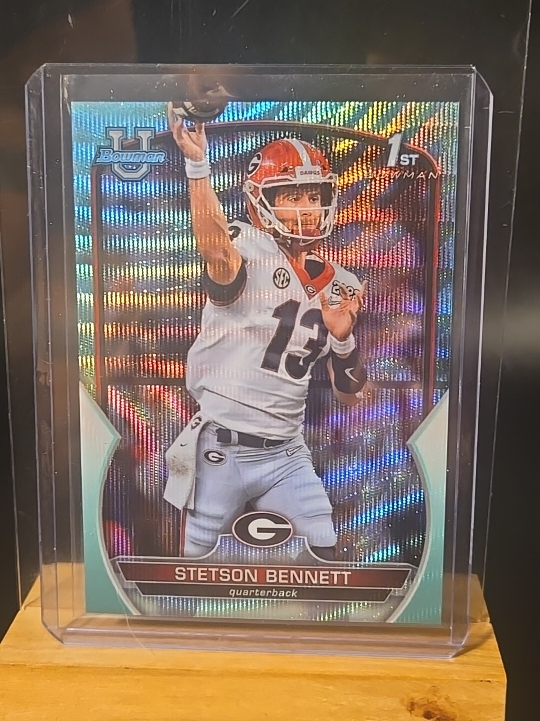 2022 Bowman University Chrome Aqua Wave Refractor /299 Stetson Bennett #39