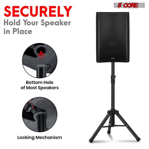 5Core Speaker Stand Adjustable Heavy Duty 3Ft PA DJ Tripod Studio Monitor Stands - Picture 9 of 11