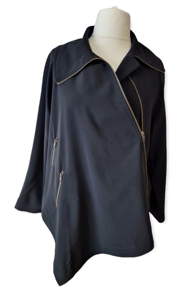 Chaqueta Ivan Grundahl Negra Asimétrica Cuello con Cremallera Talla 38 Estilo Rick Owens Foto 3 de 4